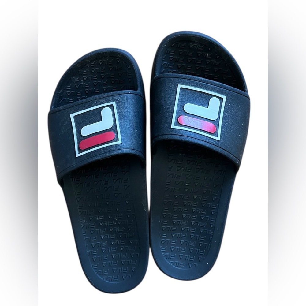 Fila Black and Red Slide Sandals